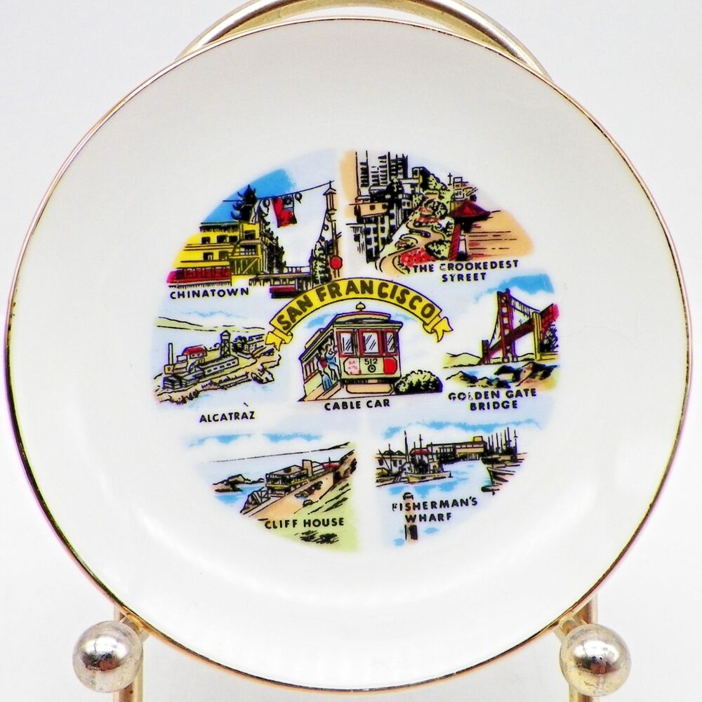 San Francisco Mini Plate 4" Vintage Souvenir Cable Car Chinatown Golden Gate